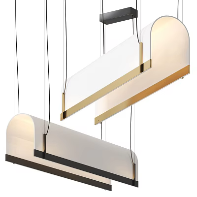 Modern Minimalist Pendant Chandelier with Gold Metal Frame and Clear Glass Shade 3d model