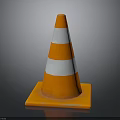 Orange And White Traffic Cone Design With Striped Pattern And Square Base