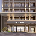 Modern WIL SHEN Hotel Building Exterior With Illuminated Façade And Glass Entrance