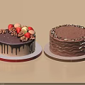 Two Delicious Chocolate Cakes With Drizzle Fresh Berries Layered Design And Chocolate Sprinkles