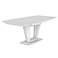 Modern Dining Table Design With White Geometric Base And Black Tabletop