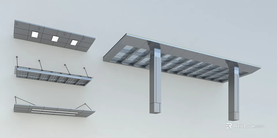 Modern Metal Canopy Design With Support Frame For Outdoor Shade Solutions 3d model