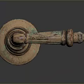Antique Brass Door Handle With Rustic Green Patina For Home Decoration