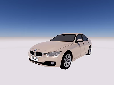 Cream Colored BMW Sedan with Sleek Front Design and Alloy Wheels in 3D Rendering 3d model