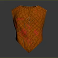 Orange Quilted Vest With Diamond Pattern And Red Floral Embroidery
