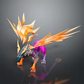 Vibrant Mythical Game Character With Orange Wings Flaming Mane Purple Body And Sharp Claws