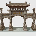 Chinese Archway Stone Archway 3d model