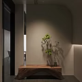 Minimalist Entryway Hallway Interior Design With Wooden Console Table Green Plant And Soft Lighting