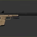 Tactical Pistol With Suppressor Tan Grip Black Barrel And Metal Components 3d model