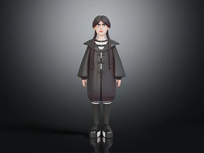 3D Cartoon Character Model With Dark Coat Glasses And Stylish Creature Design 3d model