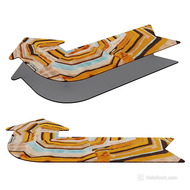 Unique Shaped Carpet with Abstract Colorful Wave Patterns for Modern Home Decor 3d model 