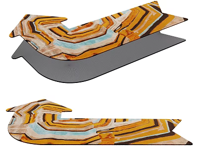 Unique Shaped Carpet with Abstract Colorful Wave Patterns for Modern Home Decor 3d model
