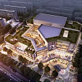 Modern Commercial Complex With Rooftop Plaza Open Square Green Surroundings And Architectural Design