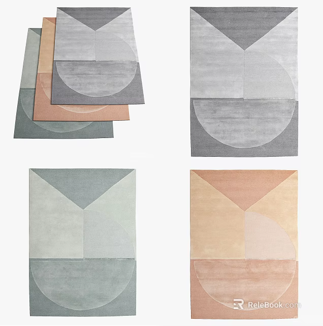 Modern Square Rugs With Geometric Patterns In Neutral And Pastel Tones 3d model