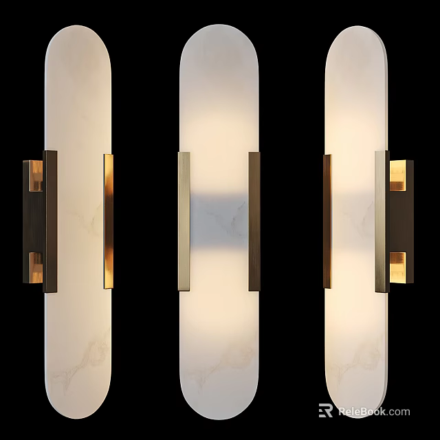Elegant Modern Wall Sconces With Brushed Metal Frame And Frosted Glass Lighting Shade 3d model 