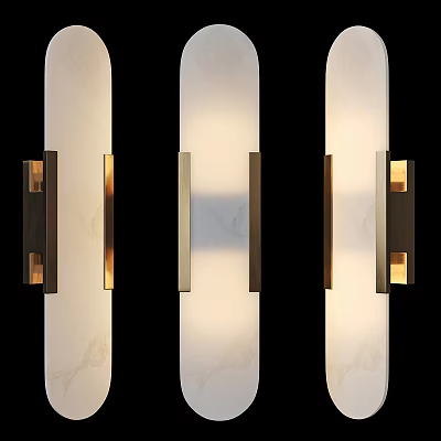 Elegant Modern Wall Sconces With Brushed Metal Frame And Frosted Glass Lighting Shade 3d model