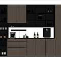 Elegant Modern Wine Cabinet With Glass Doors Wooden Finish And Ambient Lighting