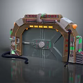Sci Fi Style Passage Doorway with Metal Frame Control Panels and Indicator Lights 3d model