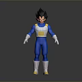Animated Character Vegeta in Blue Battle Suit with Yellow Belt Yellow Boots and Black Hair
