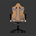 Ergonomic Gaming Chair With Orange Blue Striped Design Black Armrests And Wheeled Base