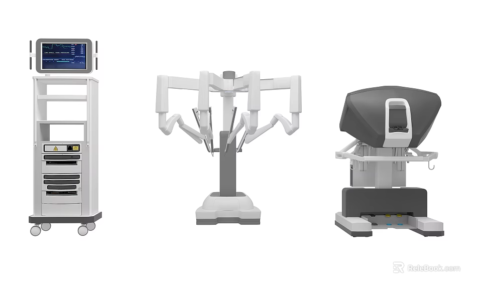 Advanced Medical Devices Featuring Surgical Robot Patient Monitor And Equipment Stand 3d model 