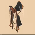 Practical Leather Saddle Featuring Black Seat Brown Leather Parts Hanging Straps And Accessories