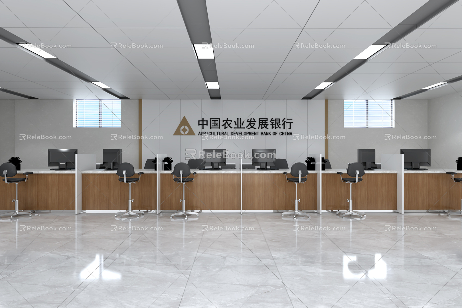 Modern bank bank office hall bank office hall bank reception front desk bank front desk window service desk 3d model