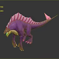 Vibrant Purple Dinosaur 3D Model With Pink Dorsal Fins And Yellow Underbelly