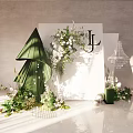 805 LK white and green display area wedding draft master and PS design material renderings include production documents 3d model