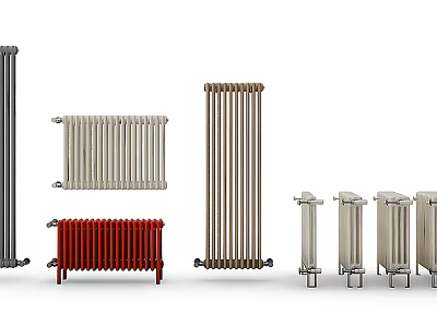 Various Stylish Radiators In Different Colors And Modern Designs For Home 3d model