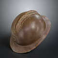 Vintage Military Weapon Helmet With Rustic Metal Surface And Aged Texture Design