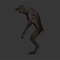 Grim Werewolf Creature Character With Sharp Ears Fangs Long Arms And Standing Posture 3d model