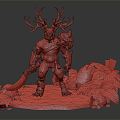 Modern game character deer big knife 3d model