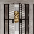 Double Doors Interior Design With Perforated Glass Panels And Metal Frames 3d model