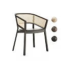 Elegant Modern Dining Chair With Black Frame Beige Woven Backrest And Black Seat