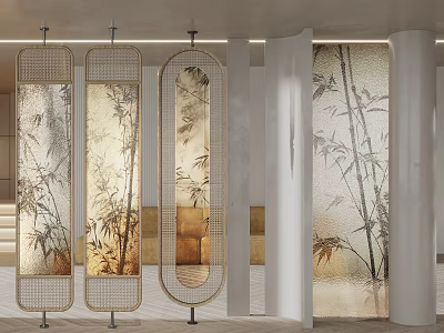 Modern Decorative Room Dividers With Bamboo Patterns For Stylish Interior Design 3d model