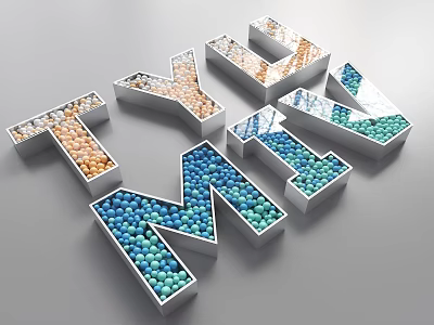 Modern Landscape Seats Featuring Colorful Balls And Geometric Letter Shapes 3d model