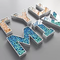 Modern Landscape Seats Featuring Colorful Balls And Geometric Letter Shapes