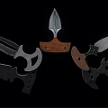 Assorted Daggers With Different Shapes Metal Blades And Wooden Handle