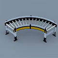 Industrial Conveyor Belt Equipment Featuring Curved And Straight Sections With Metal Frames