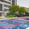 Poly Xiyuewan Residential Landscape with Entrance Gate Trees and High Rise Buildings