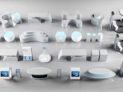 Contemporary Commercial Equipment With Sleek Display Units And Retail Counters 3d model