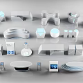 Contemporary Commercial Equipment With Sleek Display Units And Retail Counters