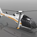 Modern White and Orange Helicopter With Rotor Blades Cockpit And Landing Gear