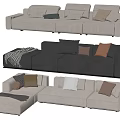 Modern double sofa multiplayer sofa corner sofa 3d model