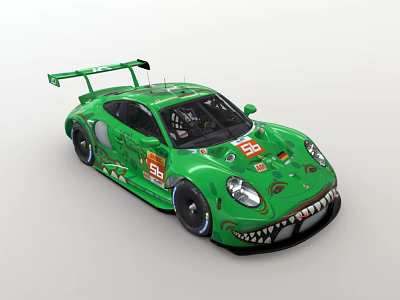 Green Racing Sports Car With Number 88 And Shark Tooth Body Design 3d model