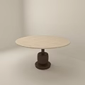 Modern Round Dining Table With Light Toned Top And Dark Cylindrical Base 3d model