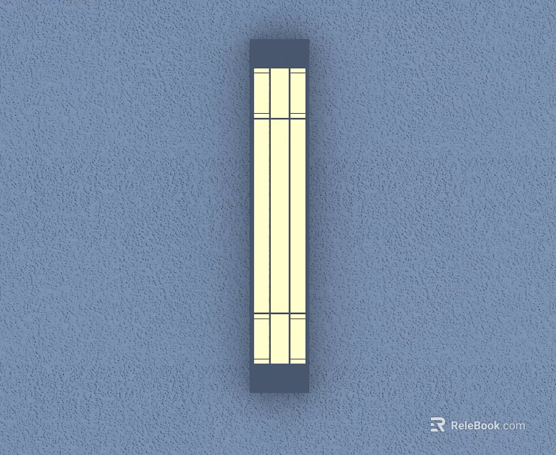 Modern Rectangular Wall Lamp With Yellow Light On Blue Textured Wall 3d model