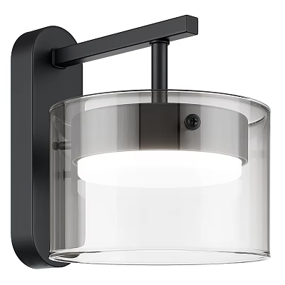 Modern Wall Light With Black Metal Bracket And Transparent Glass Shade 3d model