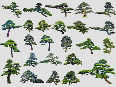 Diverse Plant Combination with Varied Tree Shapes for Garden Landscaping Design 3d model